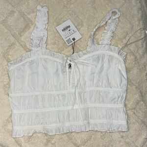 Zara Ruffle Crop Top in White